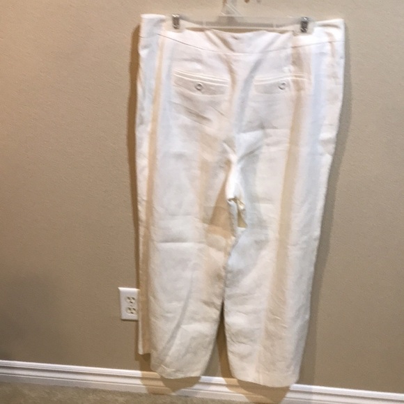 Talbots White Pure Irish Linen Pants Fully Lined Faux Front and Back Pockets-16P - Picture 2 of 9